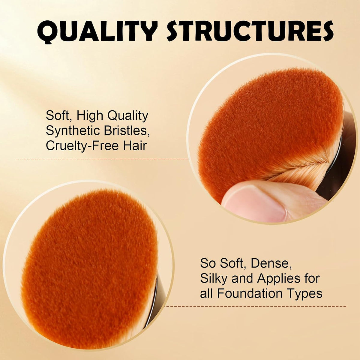 Foundation Brush for Mature Skin, Flat Top Kabuki, 1 Ct, Black