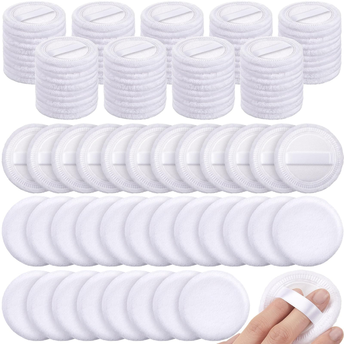 Silifine 40 Pcs White Cotton Powder Puffs, Round Powder Puffs