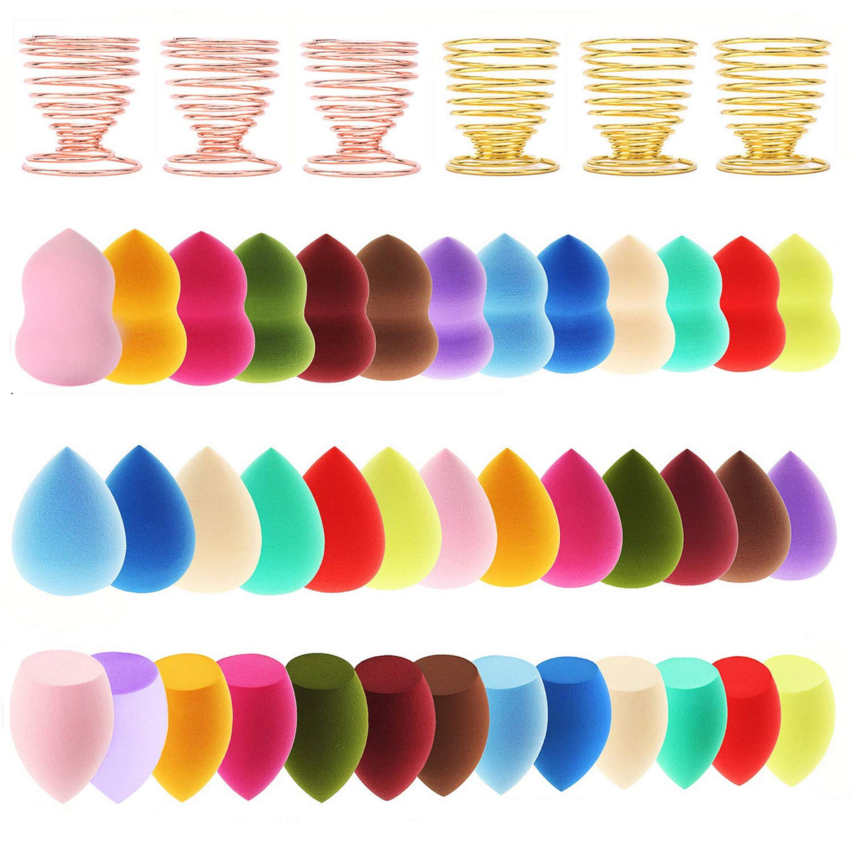 24-Pack Makeup Sponge Set with Holders, 7 Colors