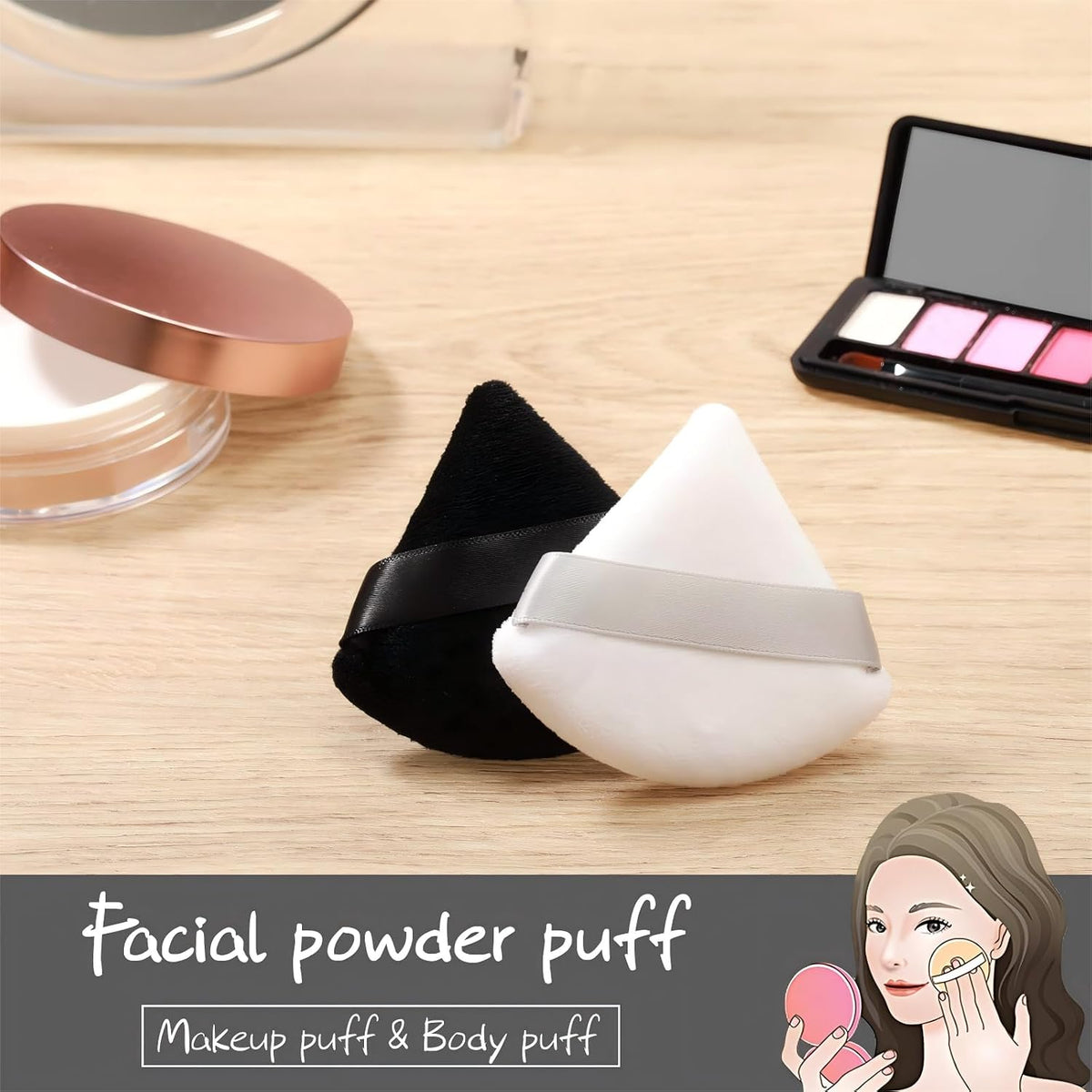 Maitys 10 Pcs Triangle Powder Makeup Puffs Face Soft Velour Puff Beauty Setting Sponge for Loose, Foundation Blending, Blender Makeup Tool for Women Girl
