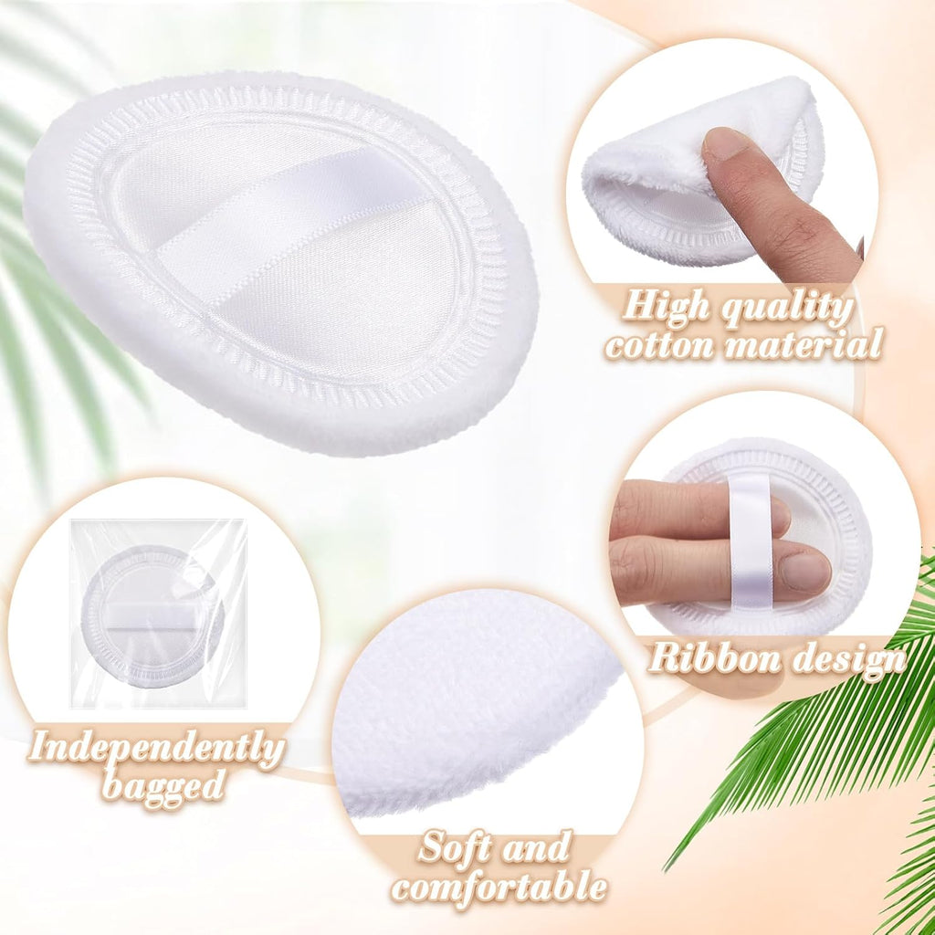 Silifine 40 Pcs White Cotton Powder Puffs, Round Powder Puffs
