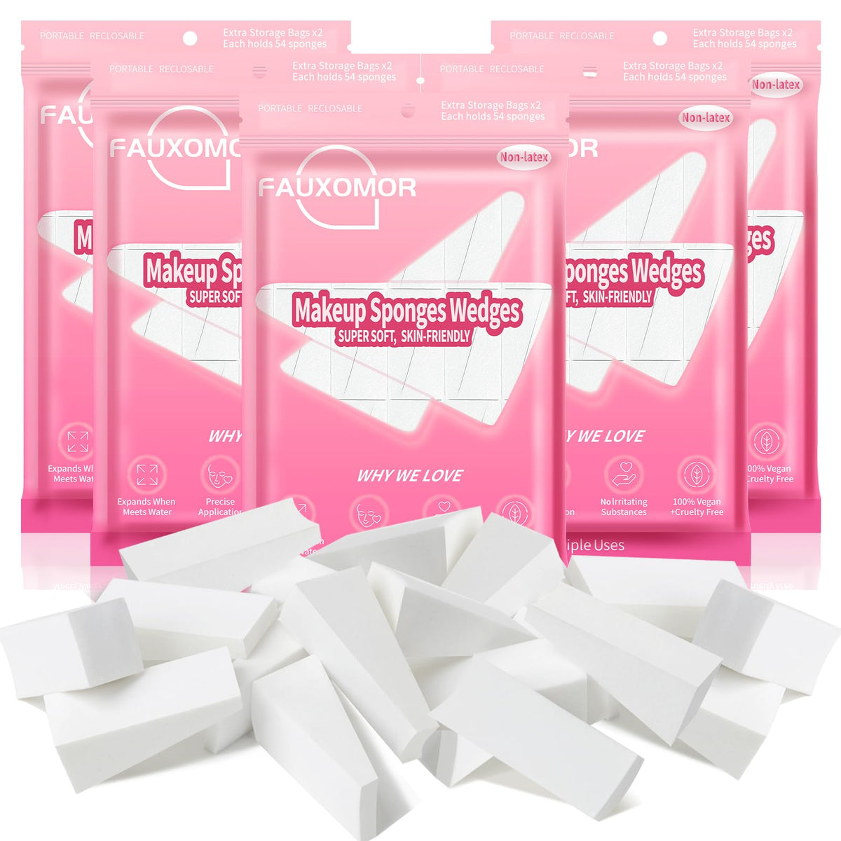 Fauxomor 108 Pcs Makeup Sponge Wedges Make Up Sponges for Foundation