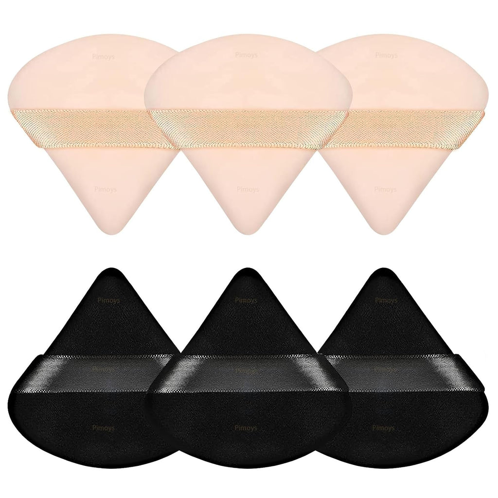 Pimoys Powder Puffs, 6 Pack Triangle Velour Face Sponges for Powder