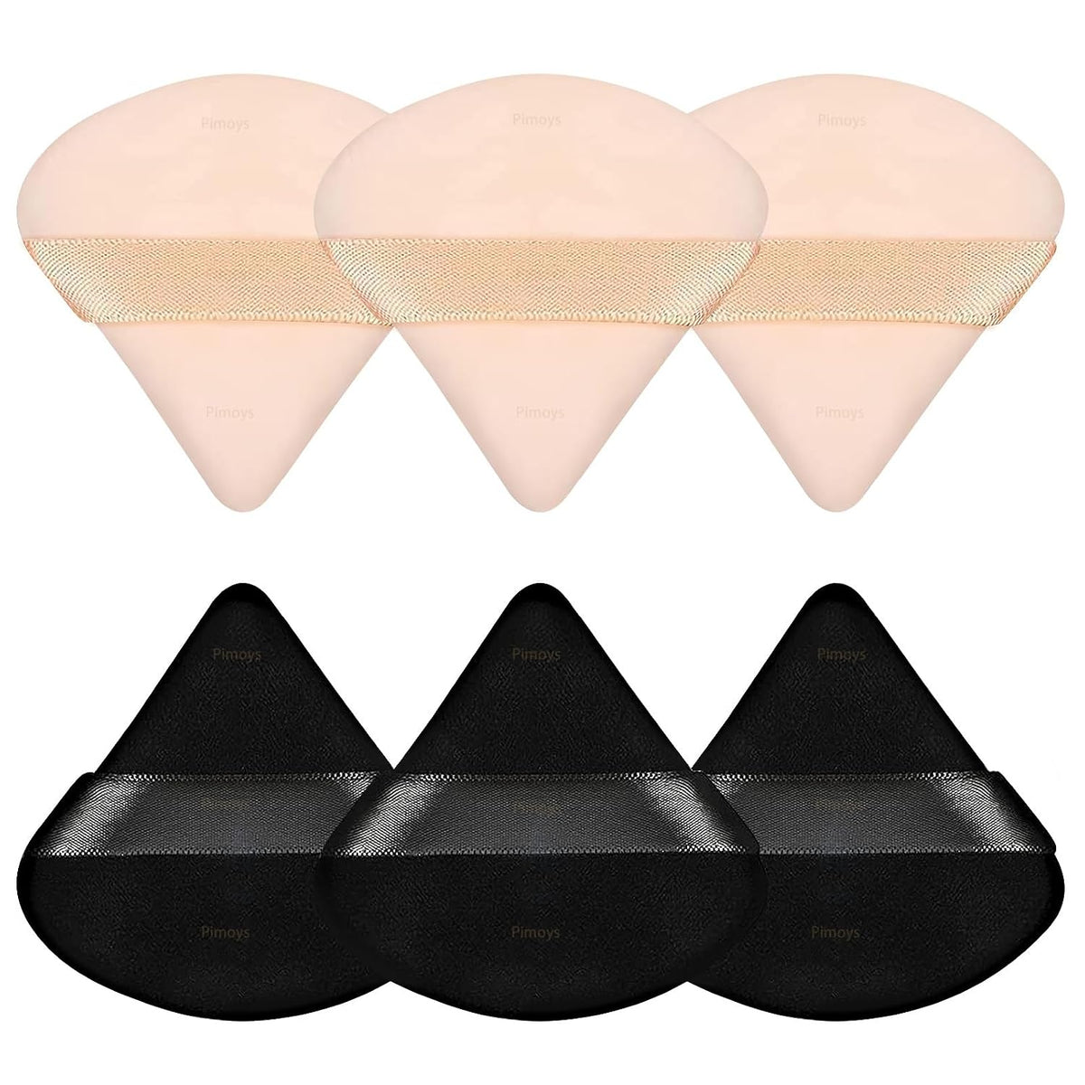 Pimoys Powder Puffs, 6 Pack Triangle Velour Face Sponges for Powder