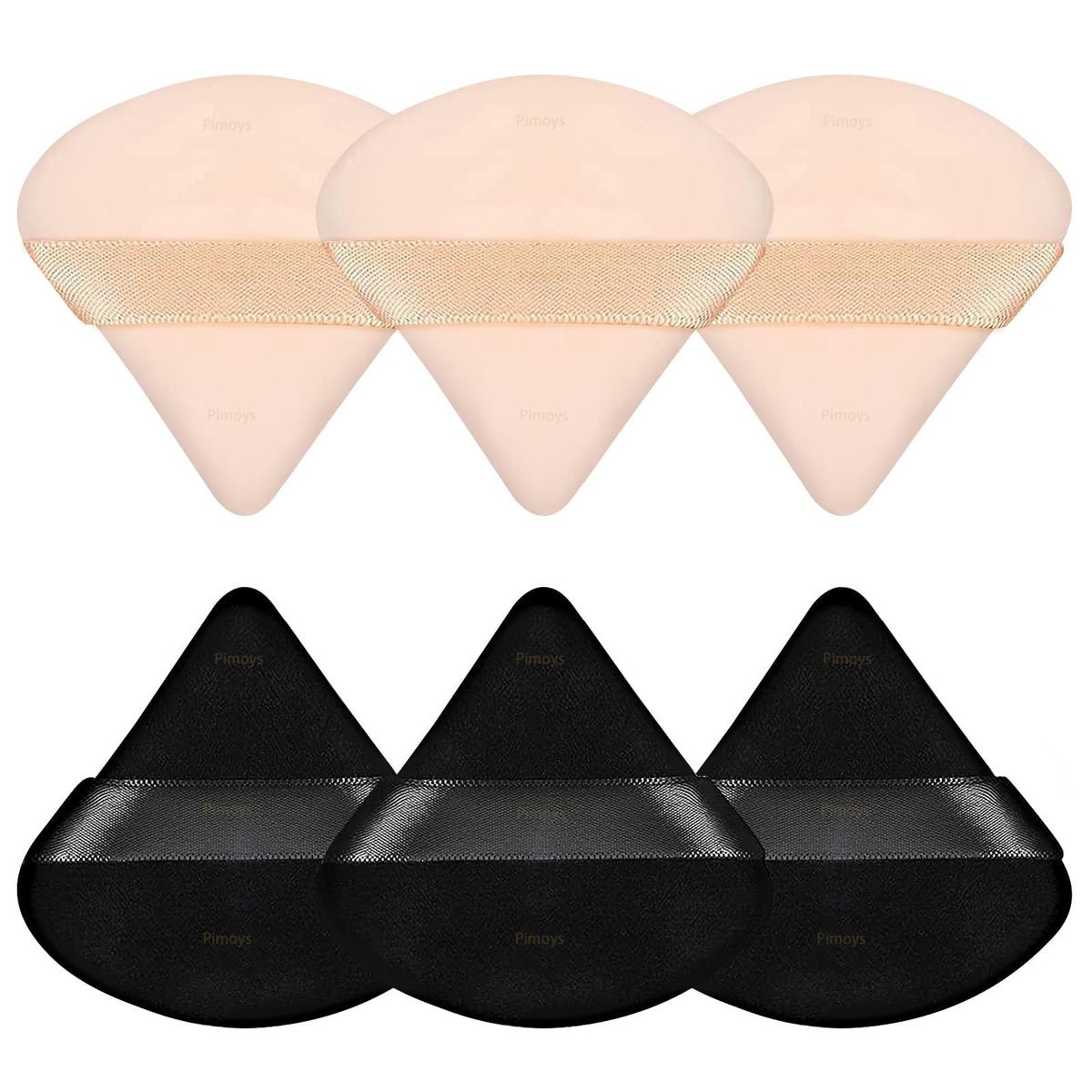 Pimoys Powder Puffs, 6 Pack Triangle Velour Face Sponges for Powder