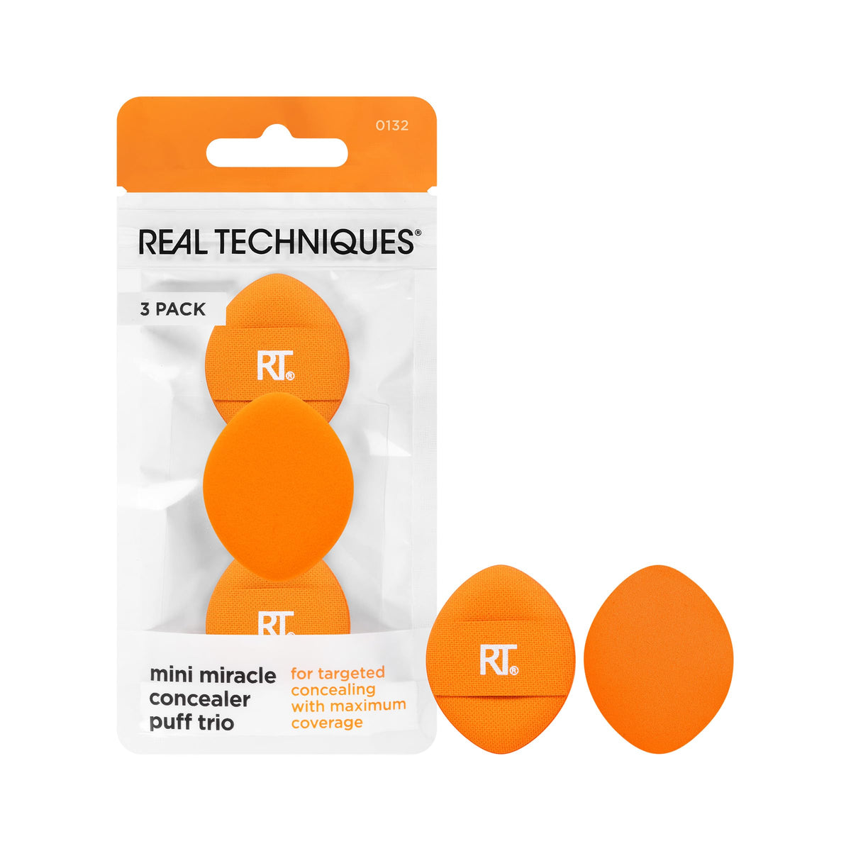Real Techniques Miracle Concealer Sponge, Makeup Blending Sponge For Liquid & Cream Concealer, Elongated Shape For Precise Application Under Eyes & Tight Areas, Yellow, Latex-Free Foam, 2 Count