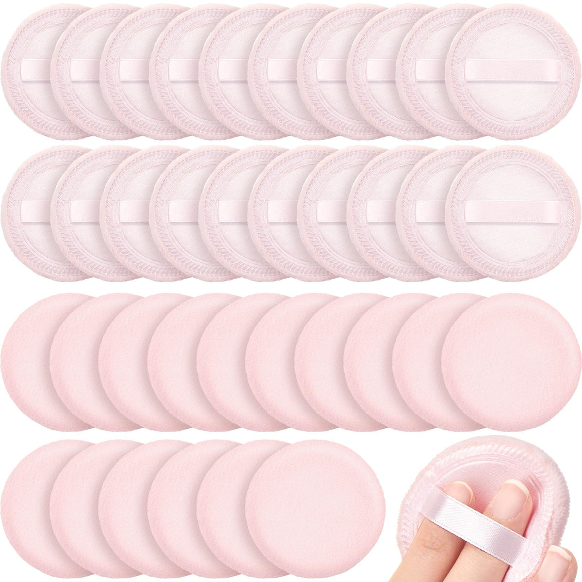 Silifine 40 Pcs White Cotton Powder Puffs, Round Powder Puffs