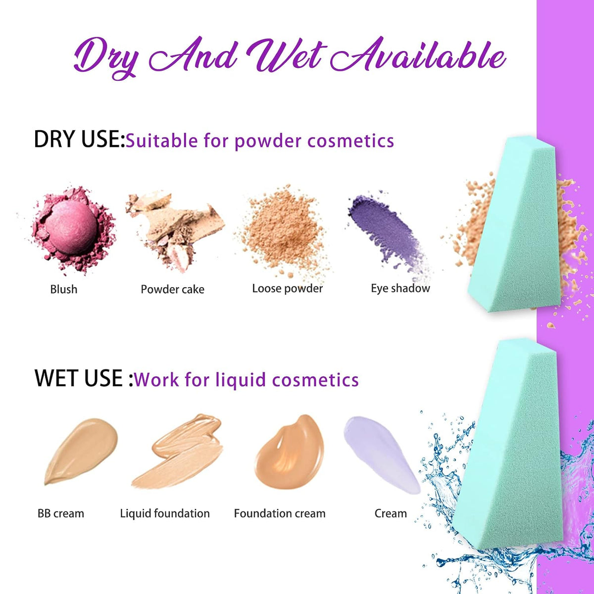 Teenitor Makeup Sponge Mini Applicator Wedges, 48 Pieces Cosmetic Wedges Sponges, Disposable Makeup Applicator For Foundation Liquid Cream Latex Free