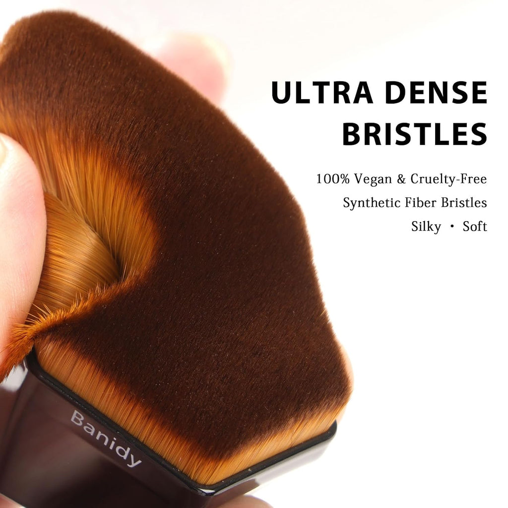 Foundation Brush, Angled Wavy Kabuki Makeup Brush with Protective Case