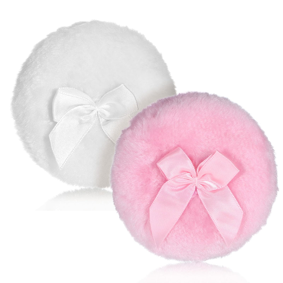 2 Pcs Large Fluffy Powder Puffs, 3.4 Inch Soft Body Powder Puff Washable Reusable Dusting Big Fluffy Puff for Wet Dry Makeup Face Body