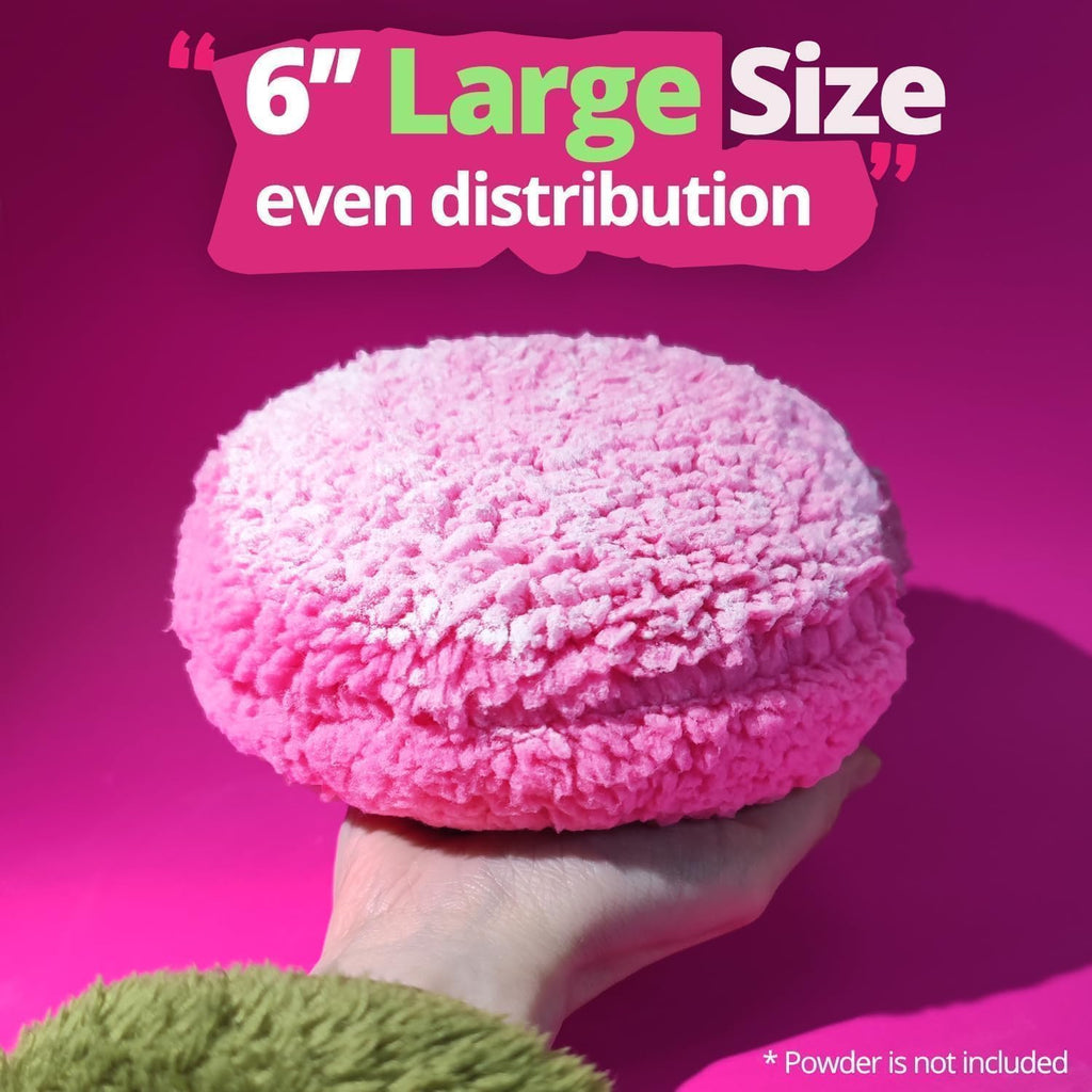 6" Large Body Powder Puff and Container,Rose Pink