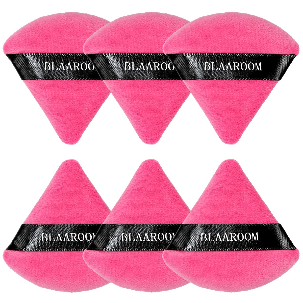 6 Pcs Velvet Triangle Powder Puff,Triangular Design Makeup Soft Sponge Puff for Face Exquisite Eyes Contouring, for Loose Mineral Body Powde Cosmetic Foundation Makeup Tool - Black
