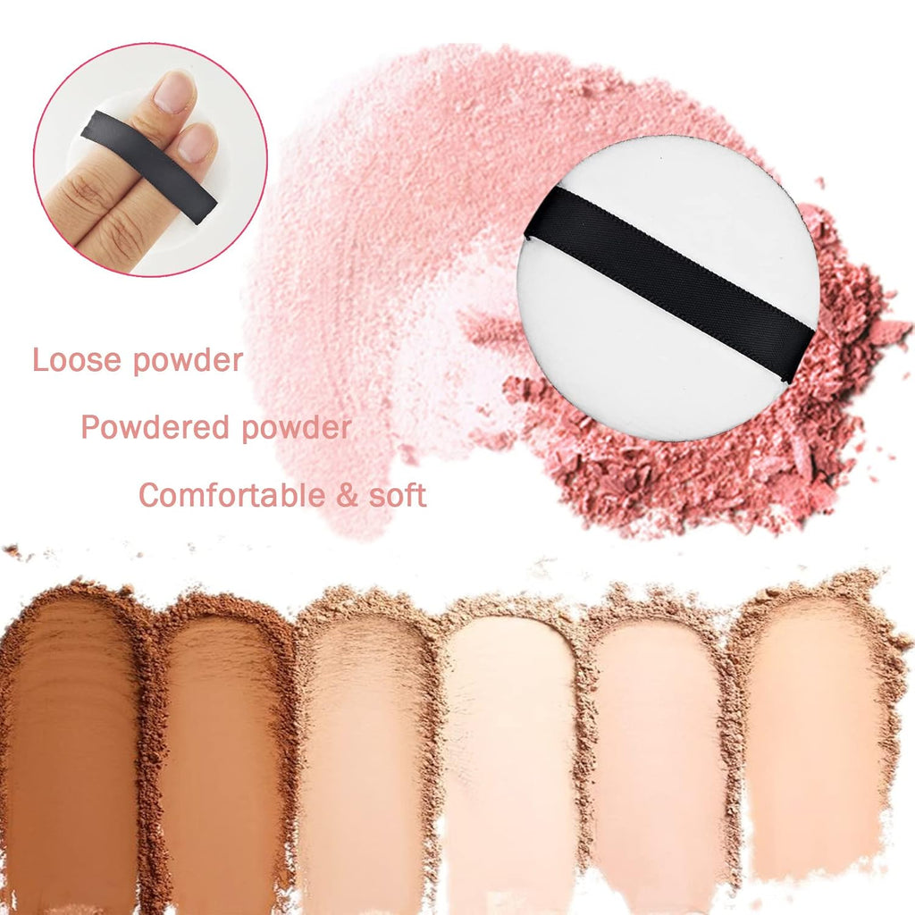 4PCS Soft Powder Makeup Puffs with Ribbon, 2.16-Inch