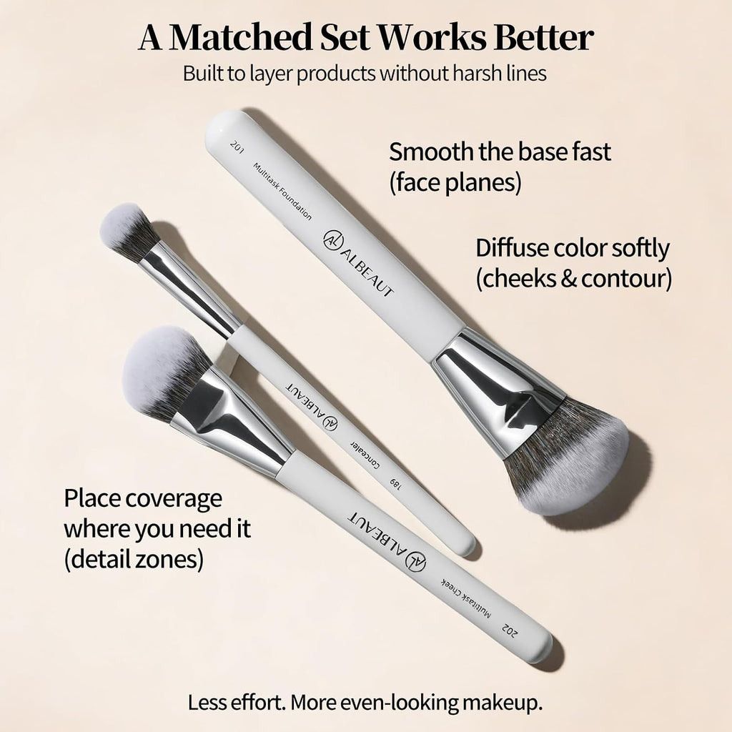Albeaut Makeup Brush for Foundation Concealer Blush Contour Liquid Cream Blending Angled Shape