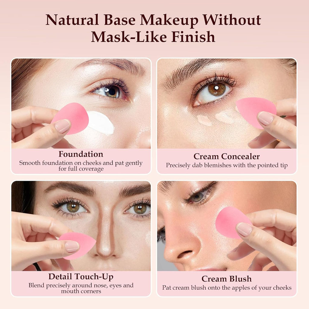 42Pcs Latex Free Mini Makeup Sponge Set w/2 Bonus Powder Puffs