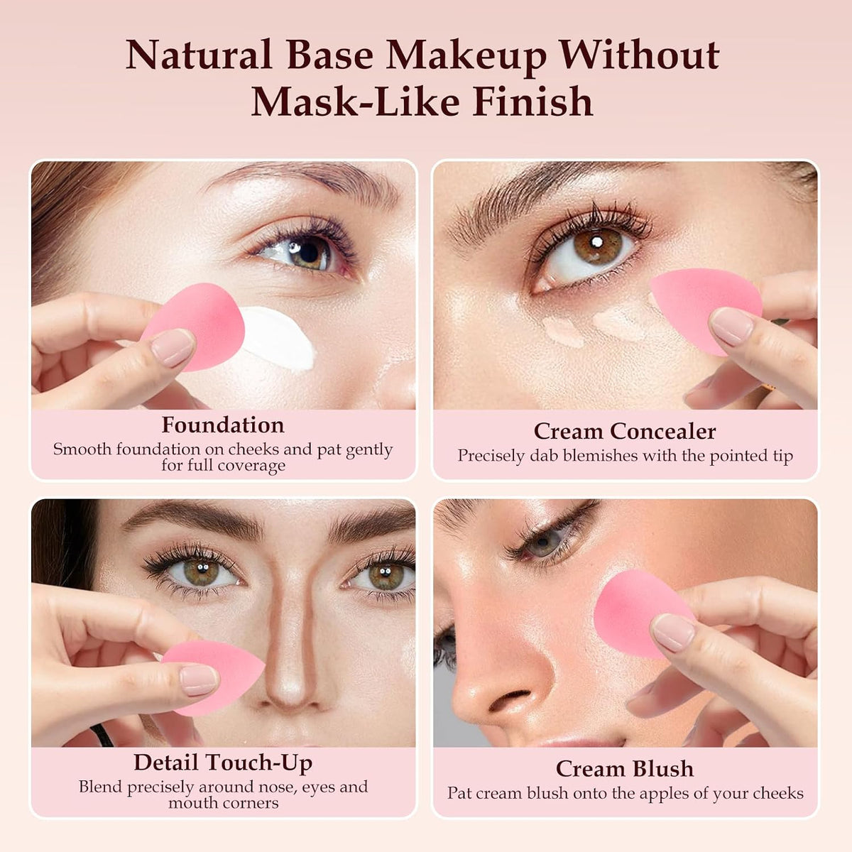 42Pcs Latex Free Mini Makeup Sponge Set w/2 Bonus Powder Puffs