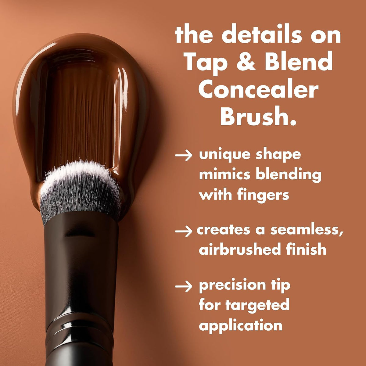 e.l.f. Tap & Blend Concealer Brush, Covers Blemishes & Dark Spots For An Airbrushed Finish With A Precision Tip, Synthetic, Vegan, & Cruelty-Free