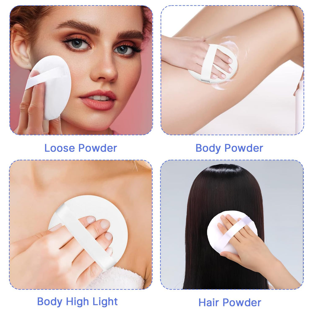 2 Pcs Powder Puff,3.14 Inch Powder Puffs for Body Powder Face Loose Powder Large(White)