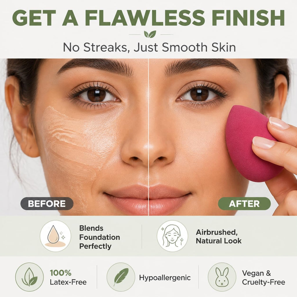 Earth & I - 10-Pack Makeup Sponges: Latex-Free Facial Foundation Blenders