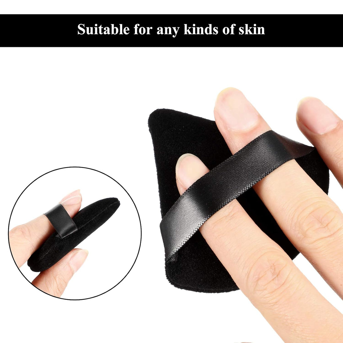 Maitys 12 Pcs Powder Puff Triangle,2.83 Inch,Black