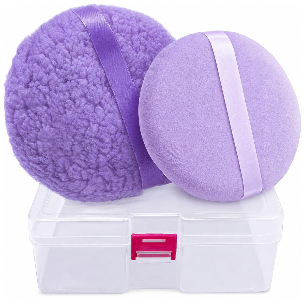 3pcs 6'' Body Powder Puffs for Dusting Powder and Container, Pink