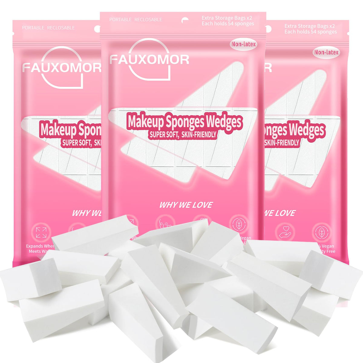 Fauxomor 108 Pcs Makeup Sponge Wedges Make Up Sponges for Foundation