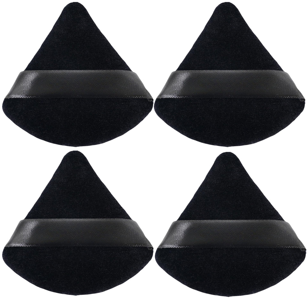 ZHIYE 4pcs Triangle Powder Puffs, Reusable Face Makeup Puff, Multifunctional Facial Makeup Tool Wet, Dry Dual-Use Makeup Sponge for BB CC Cream Liquid Foundation(BLack)