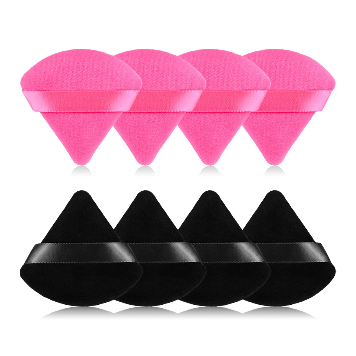 8Pcs of Triangular Powder Puff Makeup Sponges, Made of Super-soft Velvet, Designed for Contouring, Eye, and Corner, Beauty Blender Foundation Mixing Container.(Black)