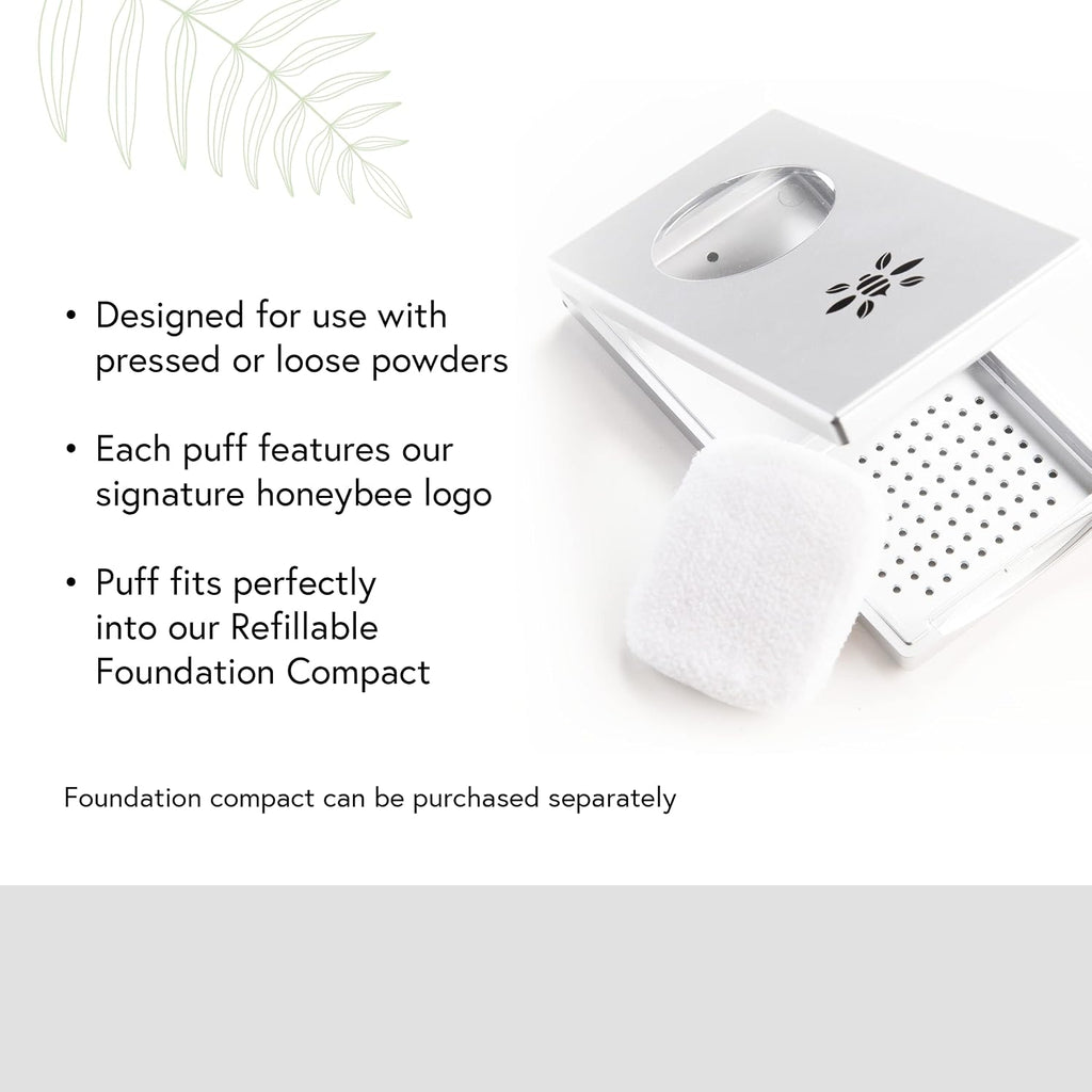 Honeybee Gardens Cotton Cosmetic Powder Puff Replacement Pads, White 5 Pack