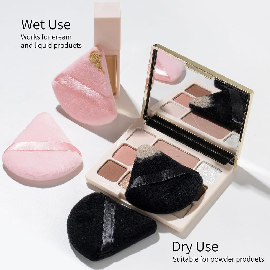 24Pcs Black and Pink Powder Puff, Triangle Powder Puffs, Powder Puffs for Makeup and Cosmetic Foundation