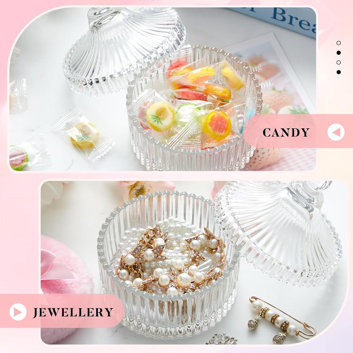 Tioncy 3 Pcs Large Dusting Powder Container with Puff Set, Classic, Clear