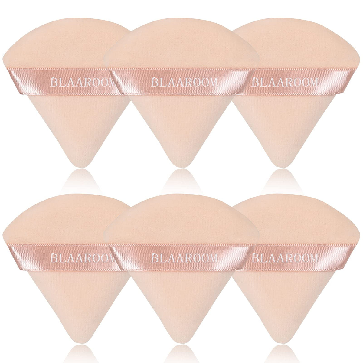 6 Pcs Velvet Triangle Powder Puff,Triangular Design Makeup Soft Sponge Puff for Face Exquisite Eyes Contouring, for Loose Mineral Body Powde Cosmetic Foundation Makeup Tool - Black