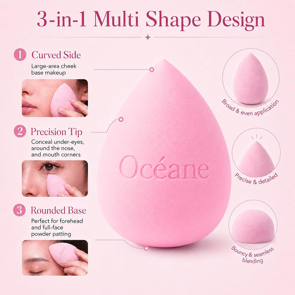 Makeup Sponge Set – Latex-Free and High-definition Set of 6 Makeup Wonder Blender for Liquid, Cream & Powder Super Soft Beauty Sponge Blenders