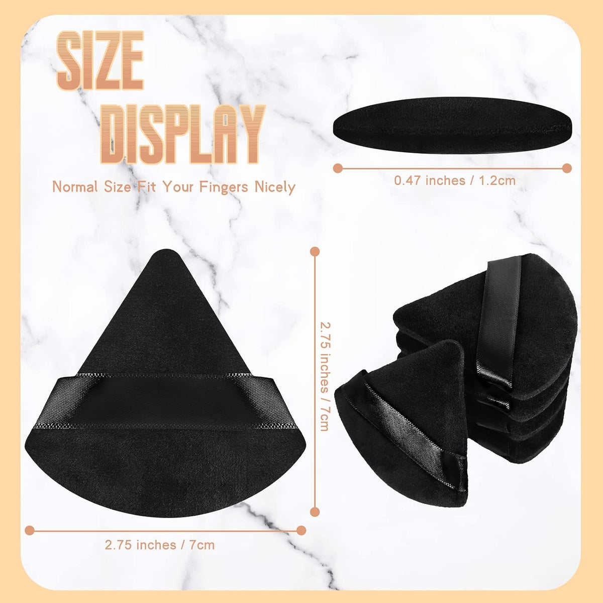 Suclain 48 Pcs Triangle Powder Puff Velour Makeup Sponges,Black