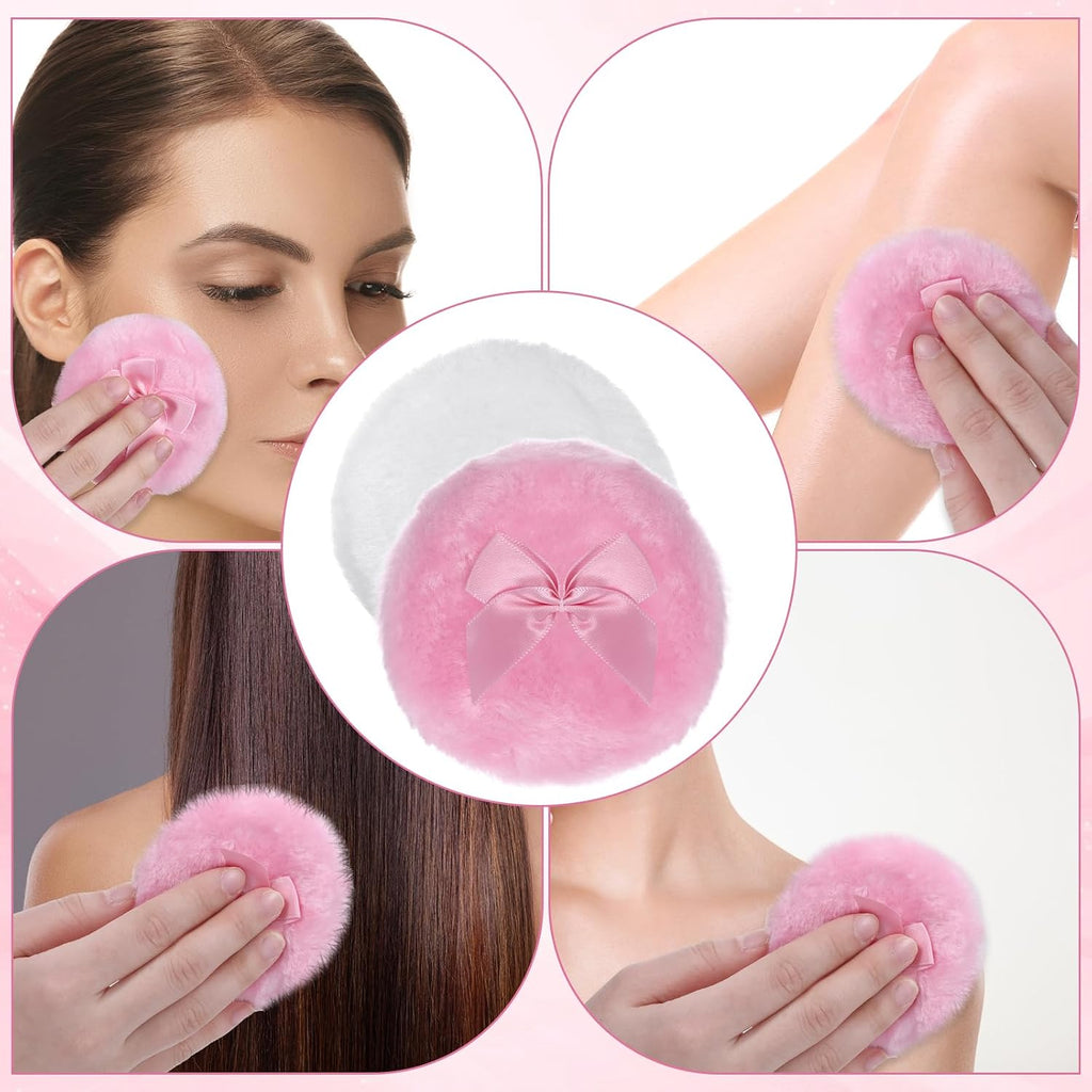 2 Pcs Large Body Powder Puff, 3.5 Inch Powder Puff for Body Powder, Soft Washable Reusable Dusting Powder Puff, Big Fluffy Powder Puff for Wet Dry Makeup Face Body