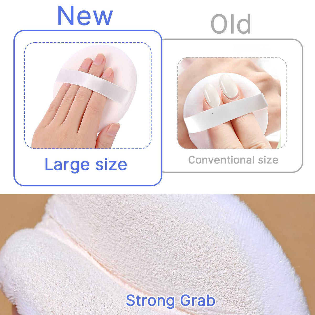2 Pcs Powder Puff,3.14 Inch Powder Puffs for Body Powder Face Loose Powder Large(White)