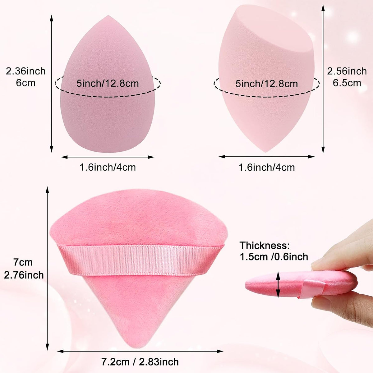 6+6 Professional Makeup Sponge Set,2.76 inch Portable Soft Sponge Setting Face Puffs,Multicolor Makeup Blending Sponge Cosmetic Applicator for Loose Powder,Liquid,Facial Makeup Tools（Pink)