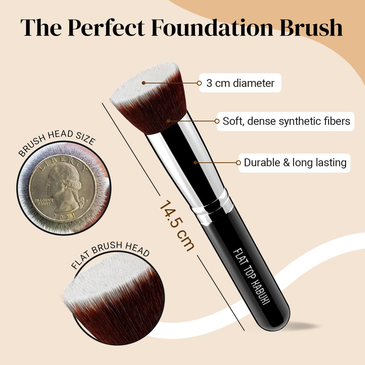 Flat Top Kabuki Foundation Brush By KESHIMA, Premium Makeup Brush