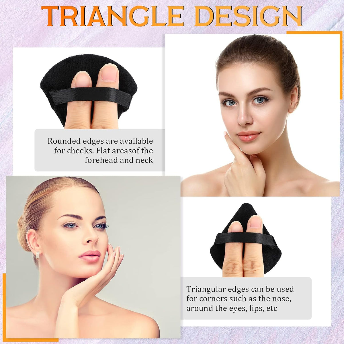 Meanplan 100 Pcs Powder Puffs Triangle Makeup Puff, Black