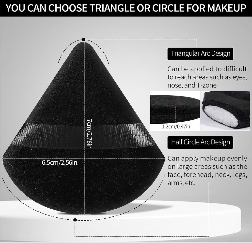 Pimoys Powder Puffs, 6 Pack Triangle Makeup Puff, Black