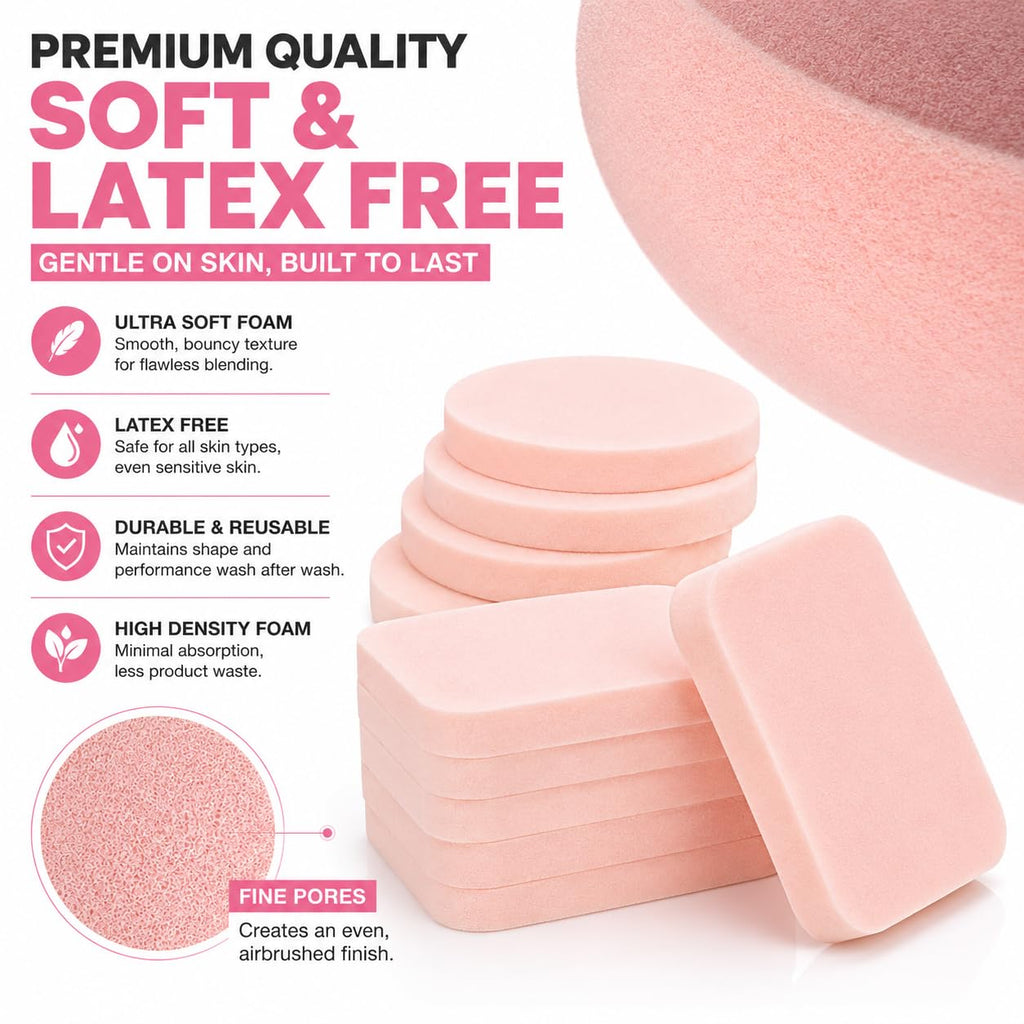 12-Pack Beauty Blender Makeup Sponges for Foundation I Latex-Free Beauty Blender Sponges I Face Sponge Makeup Blenders I Make Up Sponges for Foundation I Foundation Puffs Makeup Essentials for Women