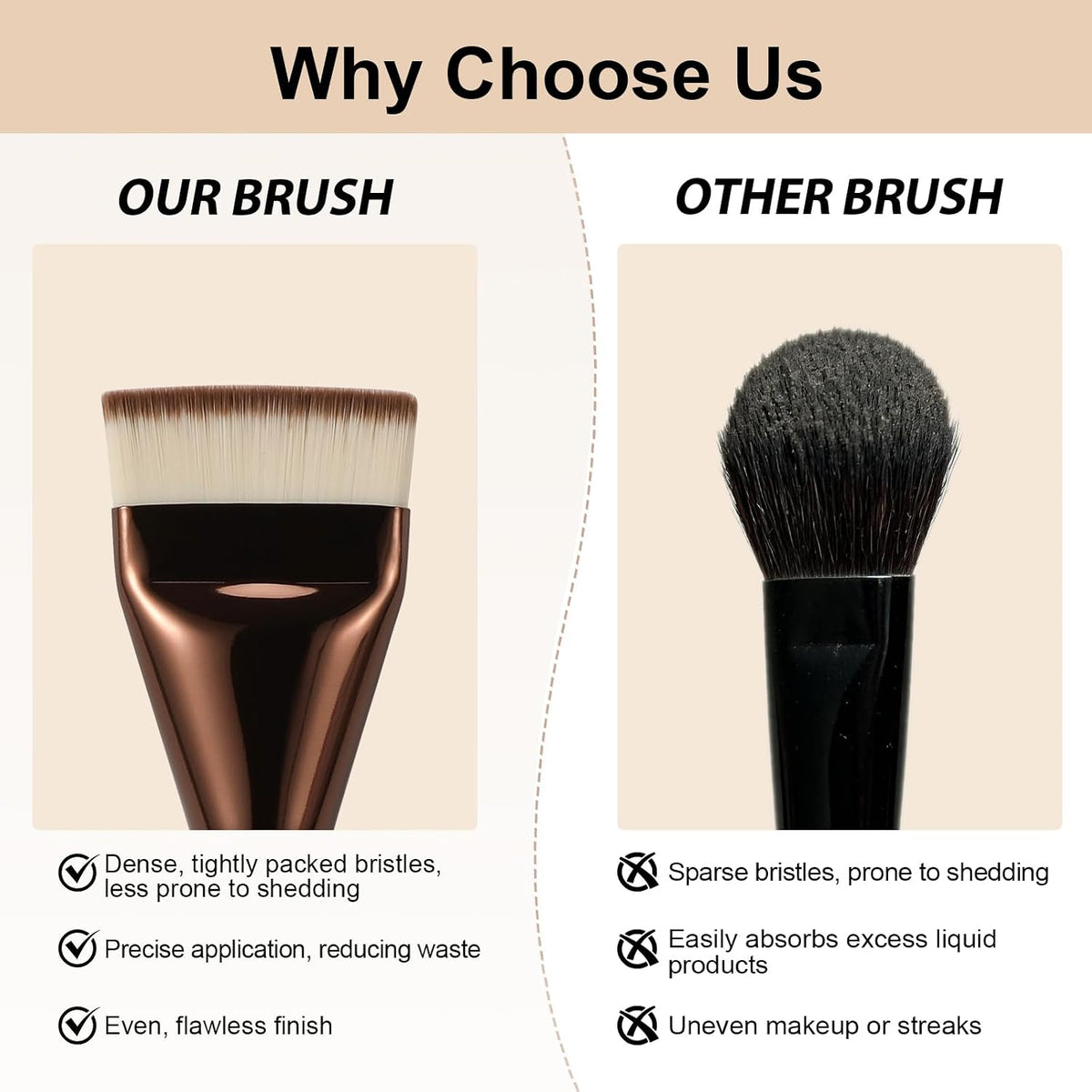 Flat Foundation Brush, Korean Spatula Foundation Brush with Dense Bristles, Professional Face Makeup Brush for Liquid & Cream Blending(Coffee）