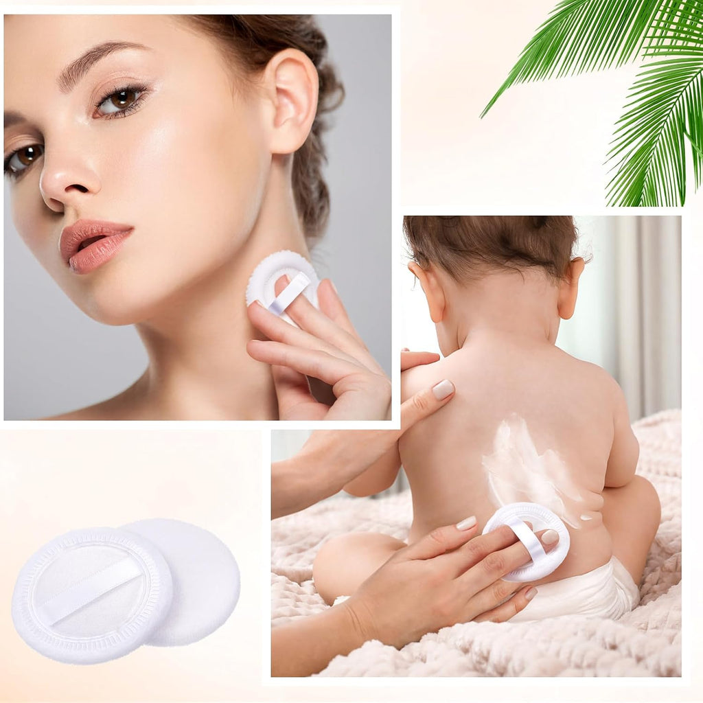 Silifine 40 Pcs White Cotton Powder Puffs, Round Powder Puffs