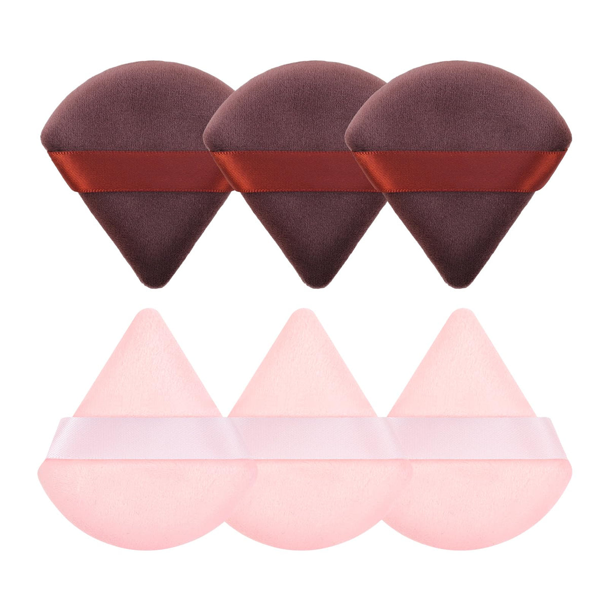 Pimoys Powder Puffs, 6 Pack Triangle Velour Face Sponges for Powder