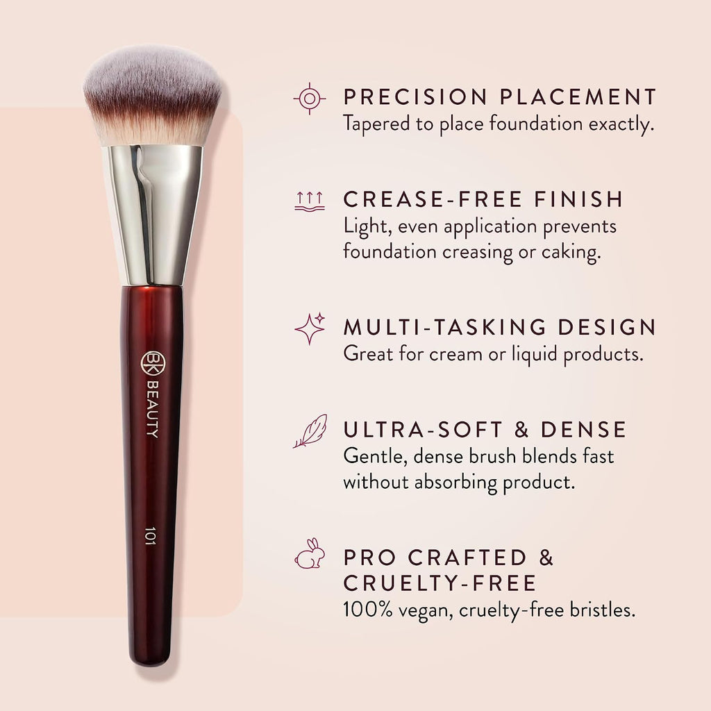 BK BEAUTY 101 Contoured Foundation Brush for Liquid & Cream Makeup