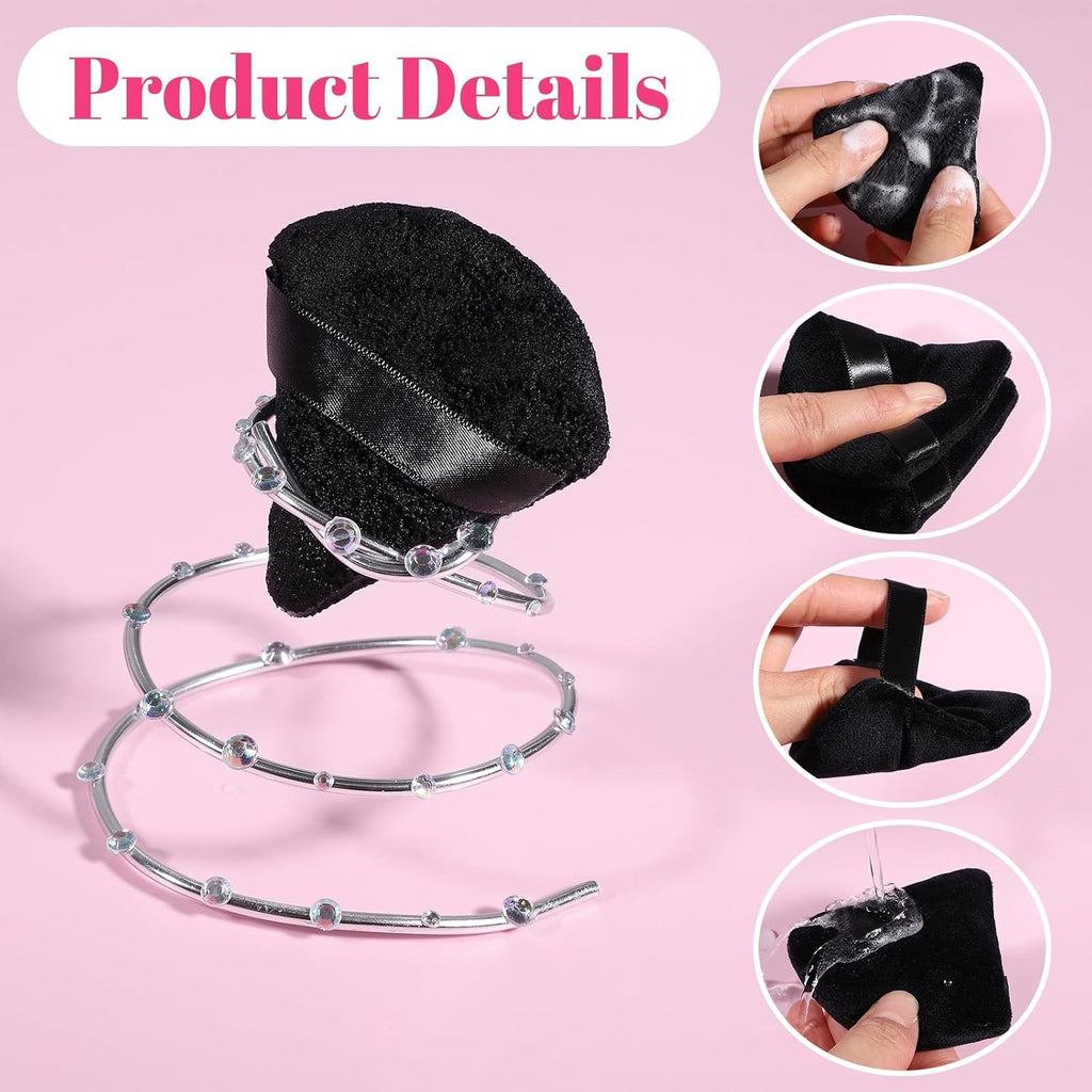 Pimoys Powder Puffs, 6 Pack Triangle Makeup Puff, Black