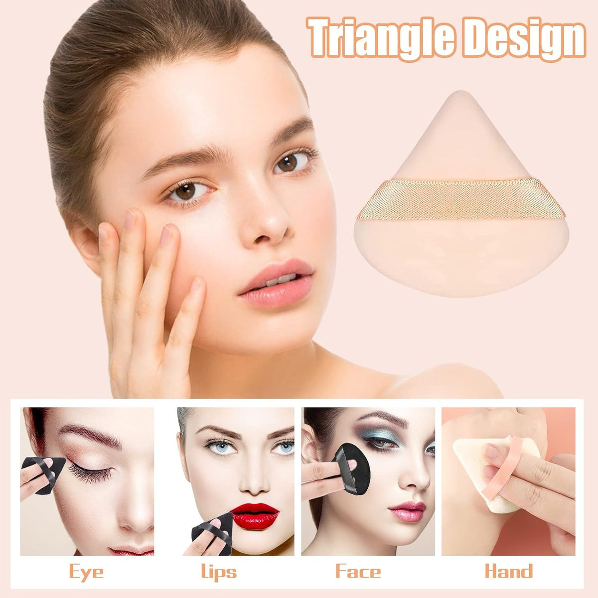 Pimoys Powder Puffs, 6 Pack Triangle Velour Face Sponges for Powder
