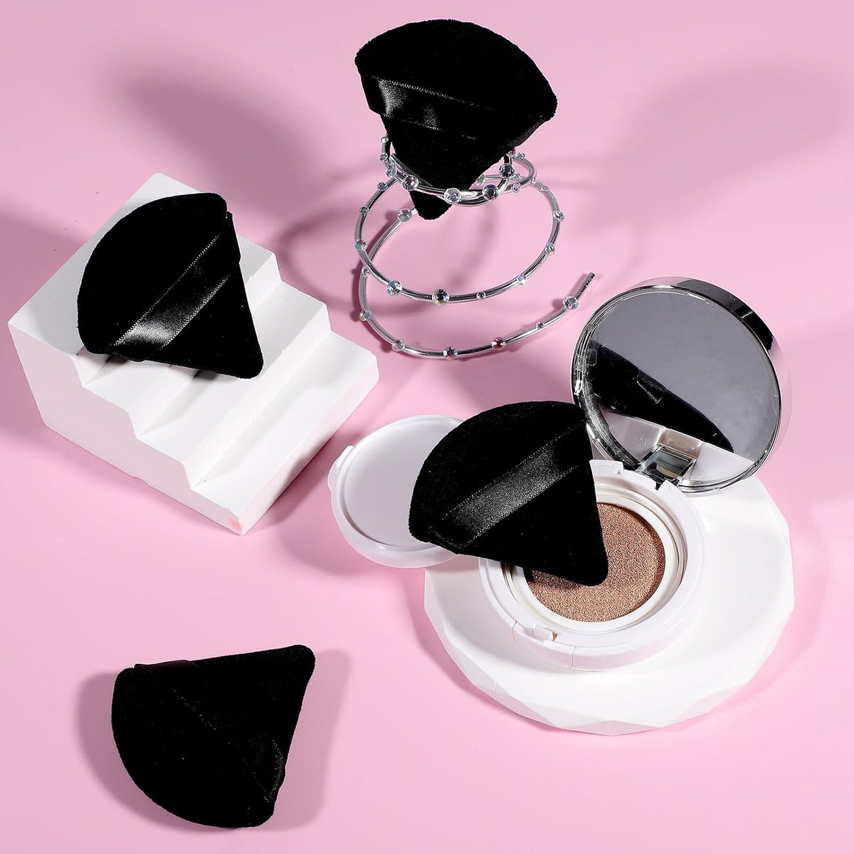 Pimoys Powder Puffs, 6 Pack Triangle Makeup Puff, Black