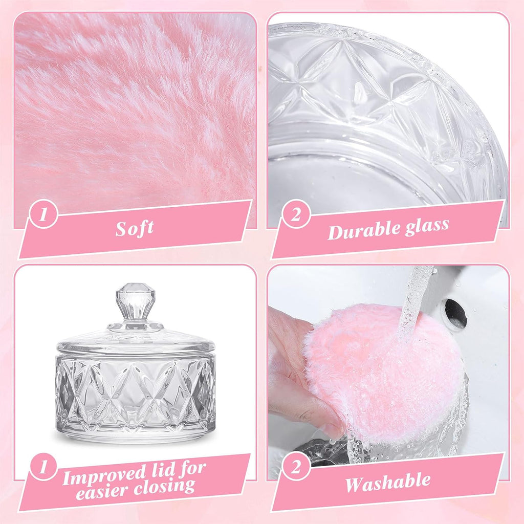 5-Piece Dusting Powder Container with Puff Set, Pink