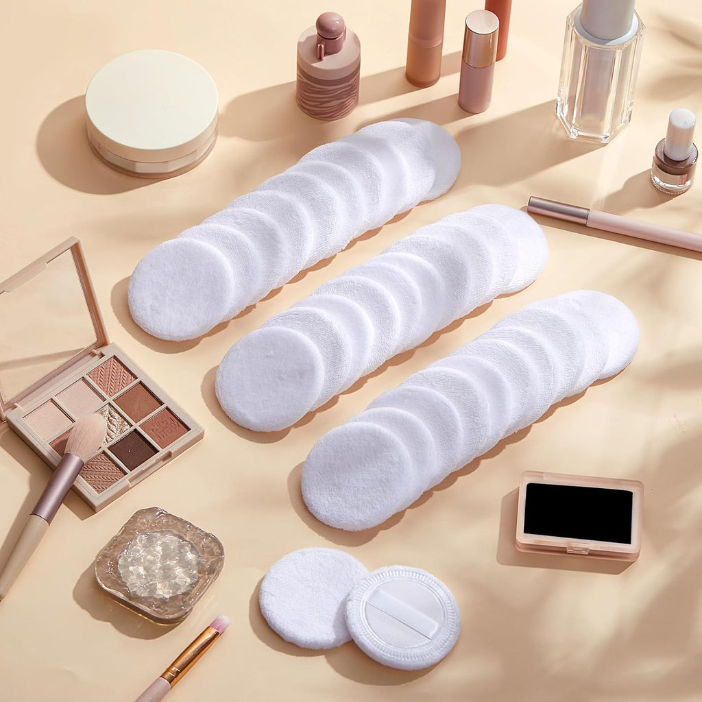 Silifine 40 Pcs White Cotton Powder Puffs, Round Powder Puffs